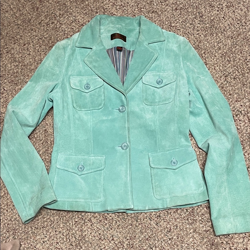Vintage y2k Danier Women's Aqua Suede Jacket